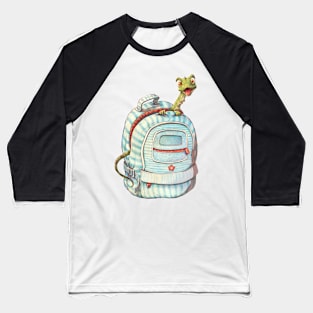 Lizard in Backpack Baseball T-Shirt